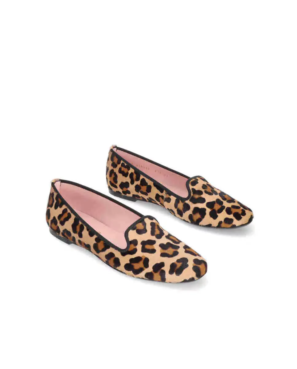 Женские тапочки из кожи с меховым эффектом и животным принтом Pretty Ballerinas, светло-коричневый — фото 2