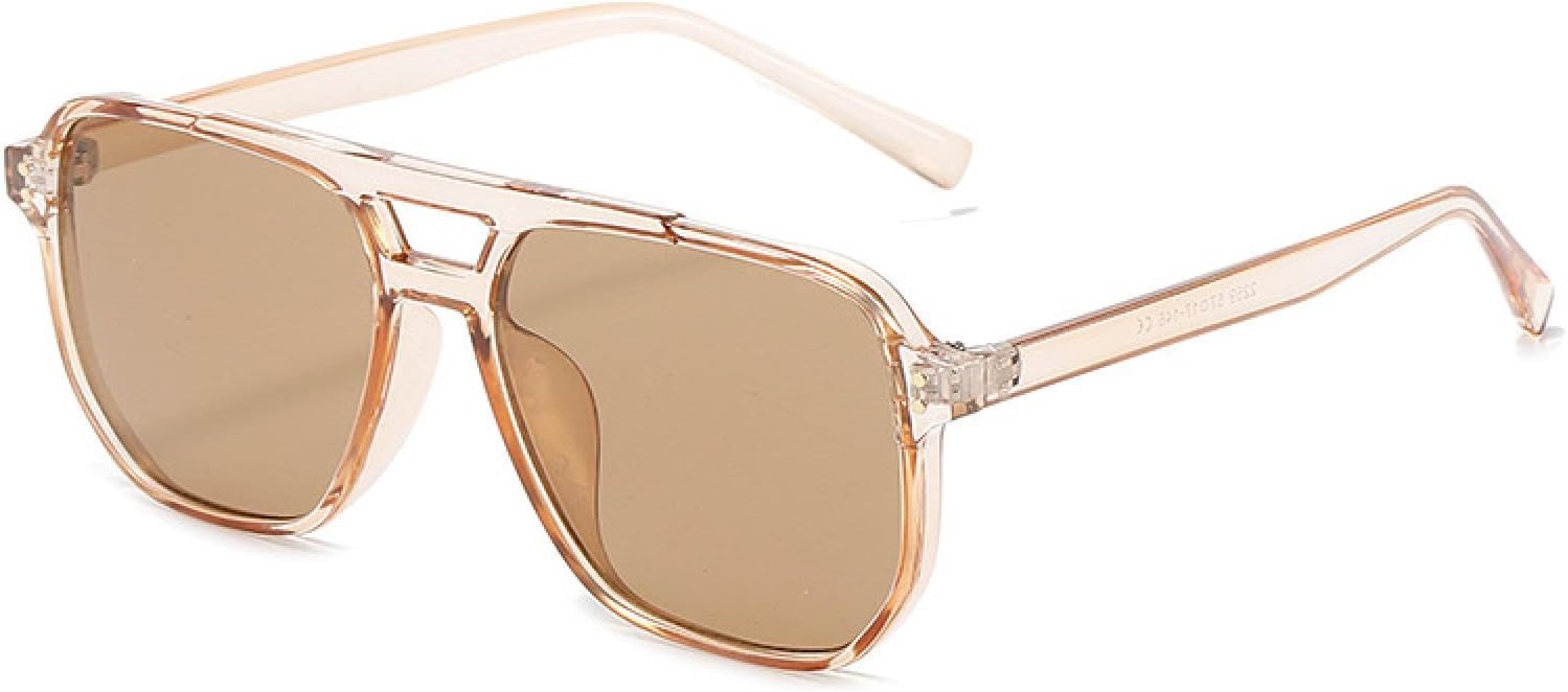 

Ретро-солнцезащитные очки с двойной перемычкой для женщин, модные сине-оранжевые градиентные оттенки, защита от УФ-излучения UV400, солнцезащитные очки для мужчин VVTWSSW, Champagne Tea