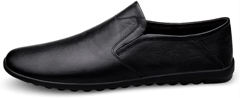 Лоферы кожаные Mens Loafers Moccasins Shoes, черный SayfuR — фото 3
