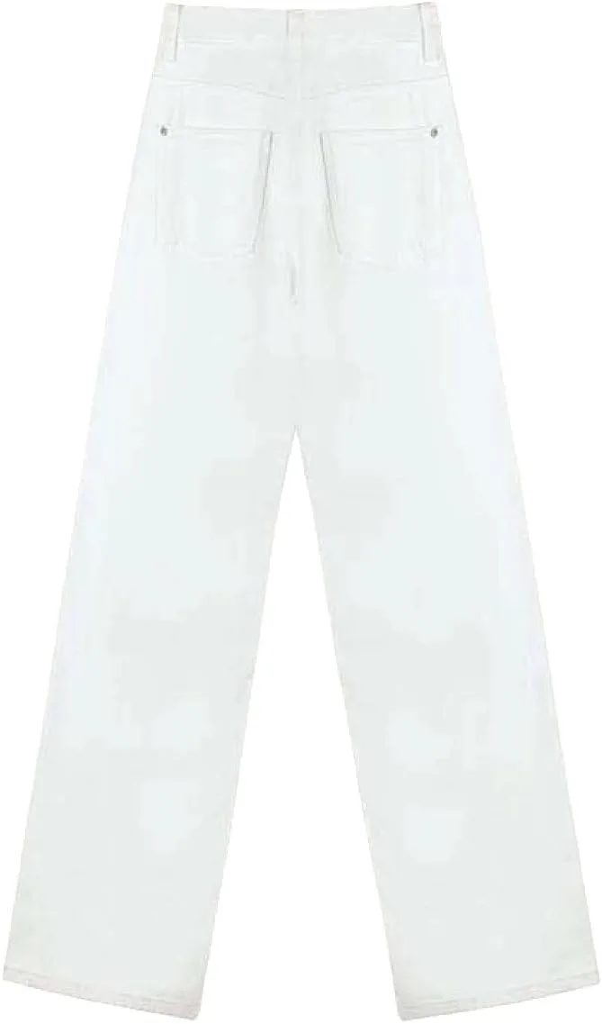 Женские джинсы Loose Fit Wide Leg с высокой посадкой и контрастной строчкой — фото 4