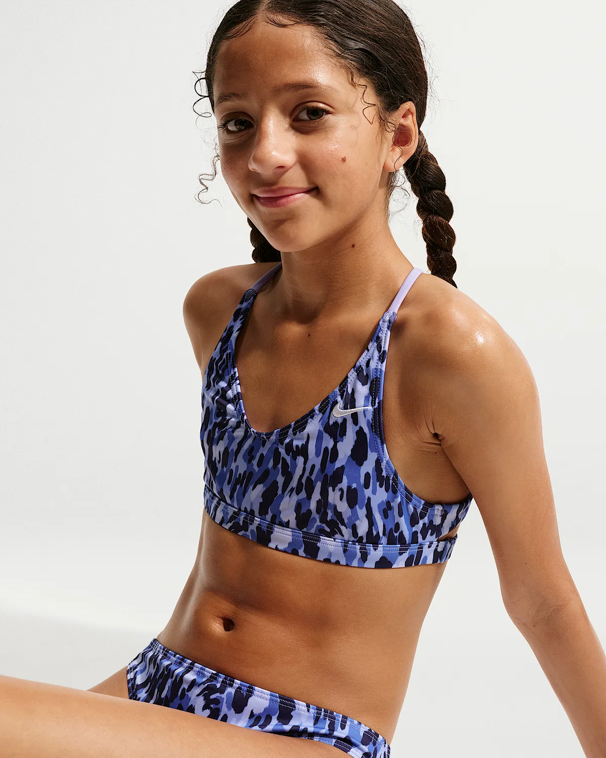 Детский (девичий) комплект бикини Nike Swim на шнуровке, Light Thistle — фото 4