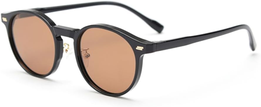 

Солнцезащитные очки в стиле ретро с поляризацией, мужские, в круглой оправе, легкие, для вождения, женские, винтажные, с защитой от УФ-излучения UV400 VFDHN, Black With Brown