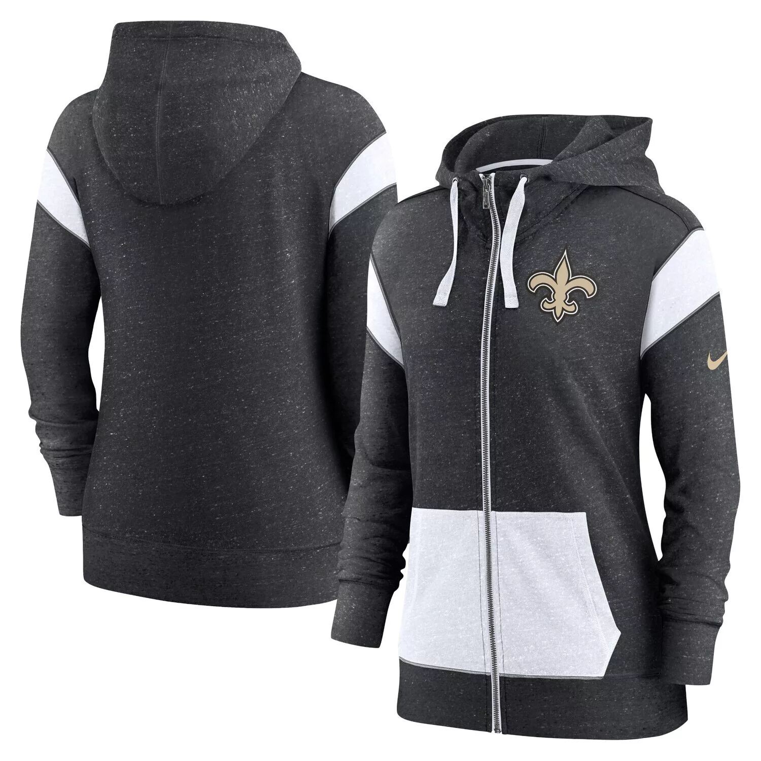 Женская худи с молнией во всю длину Nike Heathered Black/White New Orleans Saints Plus Size Monaco Nike — фото 4