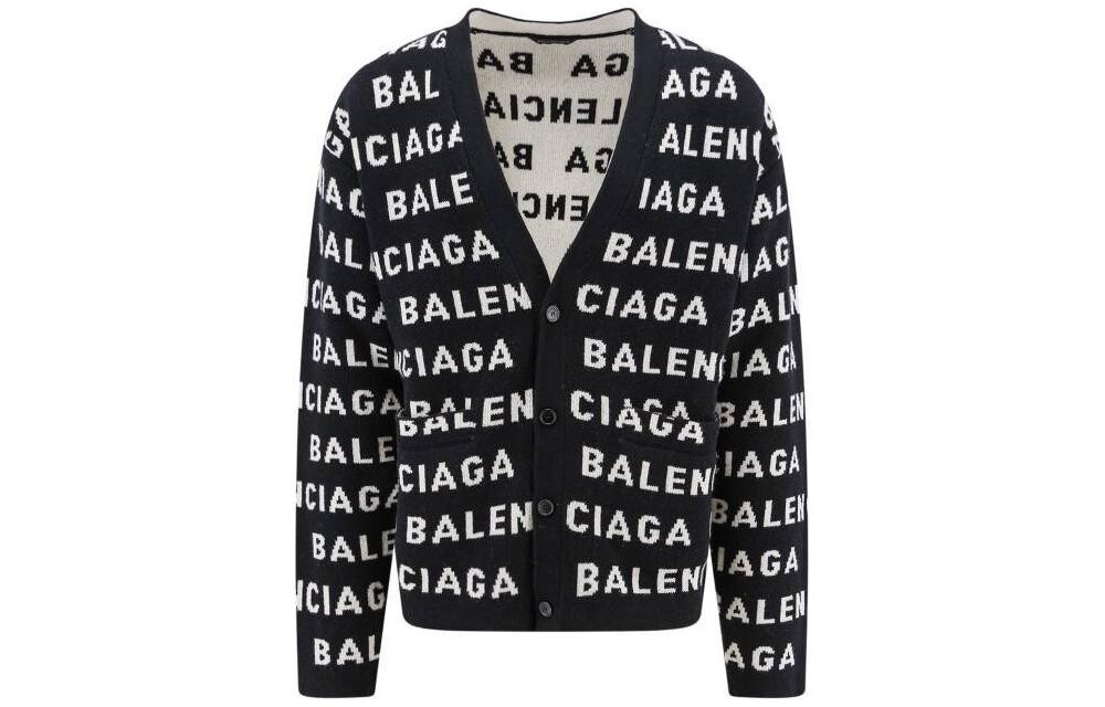 

Кардиган мужской Balenciaga Logo-intarsia, черный / белый