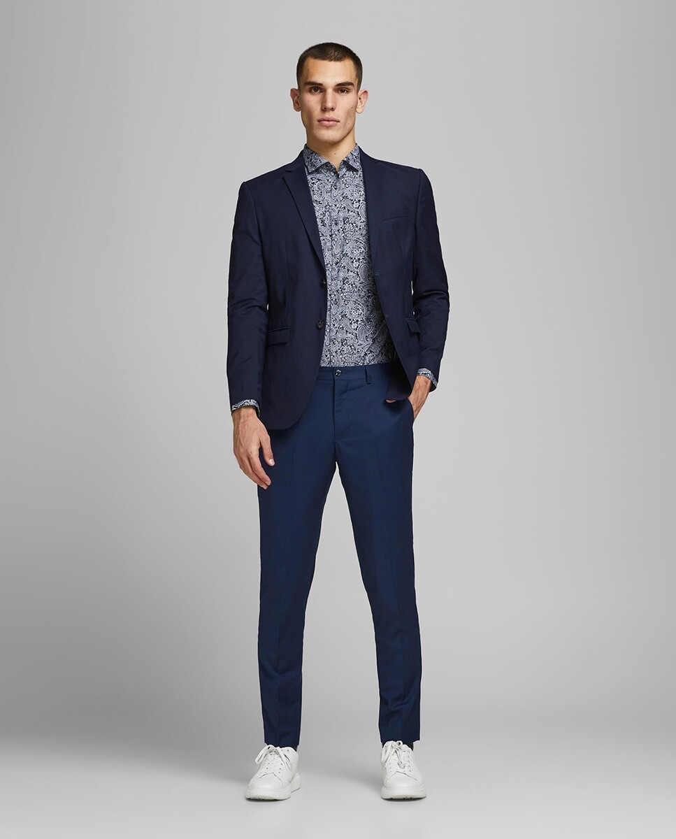 

Узкие мужские классические брюки темно-синего цвета Jack & Jones, темно-синий