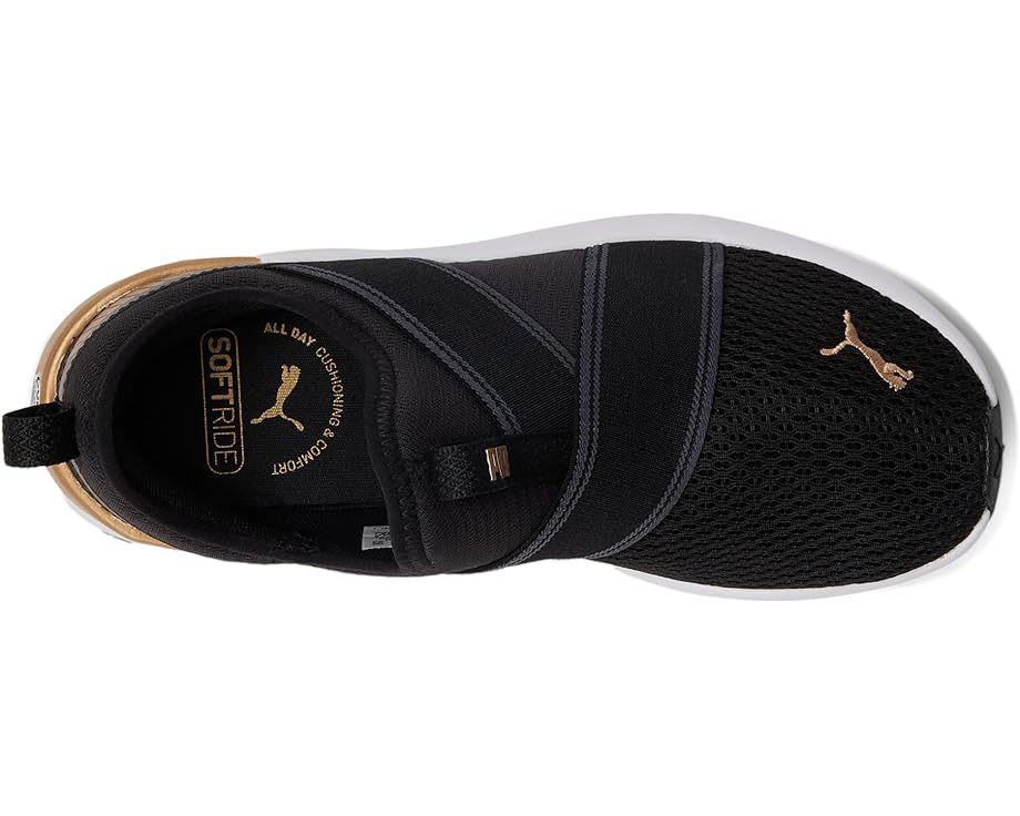Кроссовки PUMA Softride Harli Slip-On Cross Training Shoes, цвет PUMA Black/PUMA White/PUMA Gold — фото 2