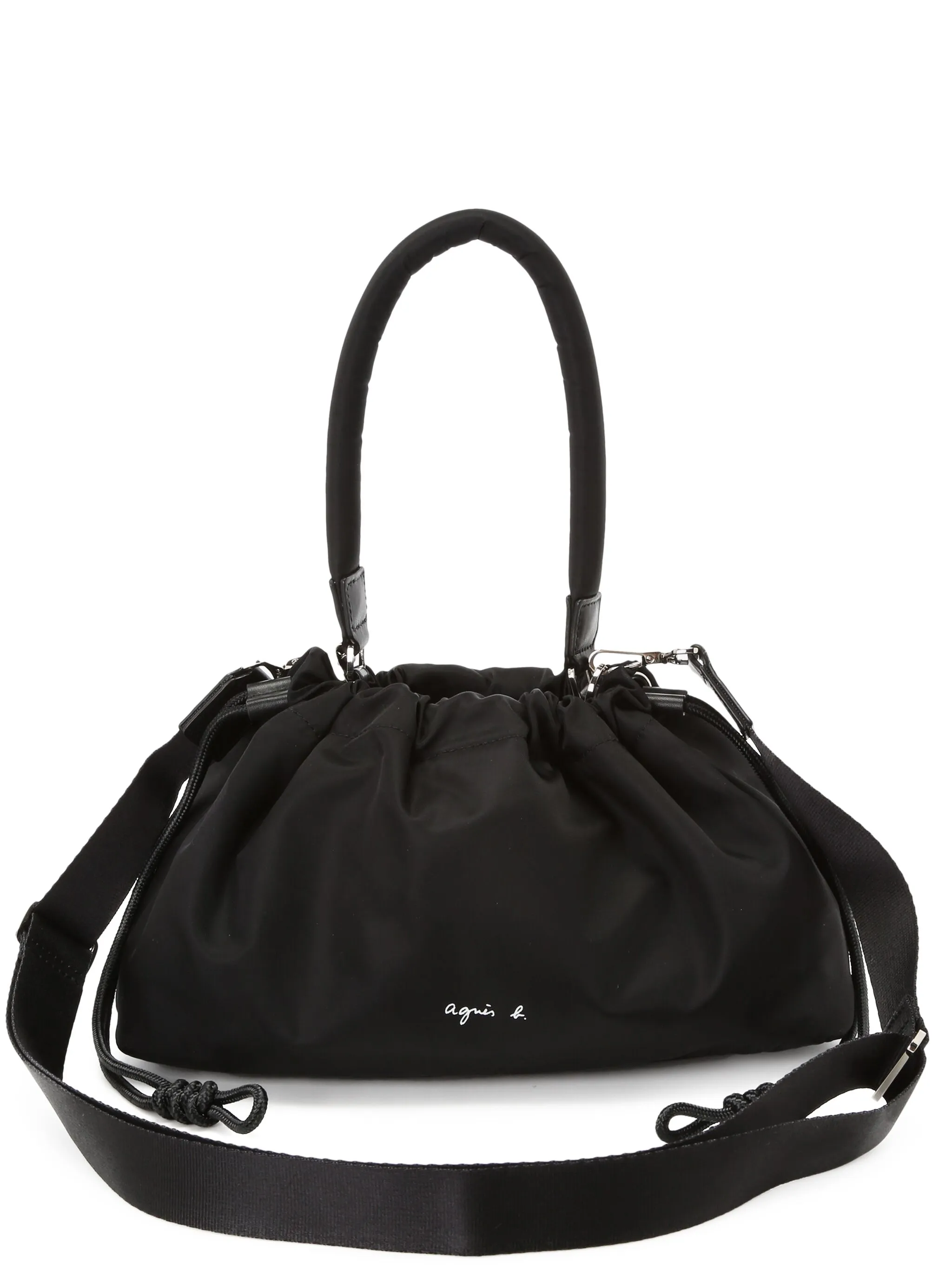 

Сумка через плечо с кулиской и логотипом Agnès B., черный