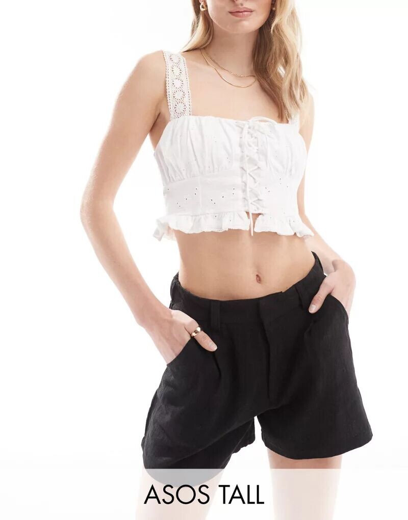 

Черные льняные шорты ASOS Tall Dad