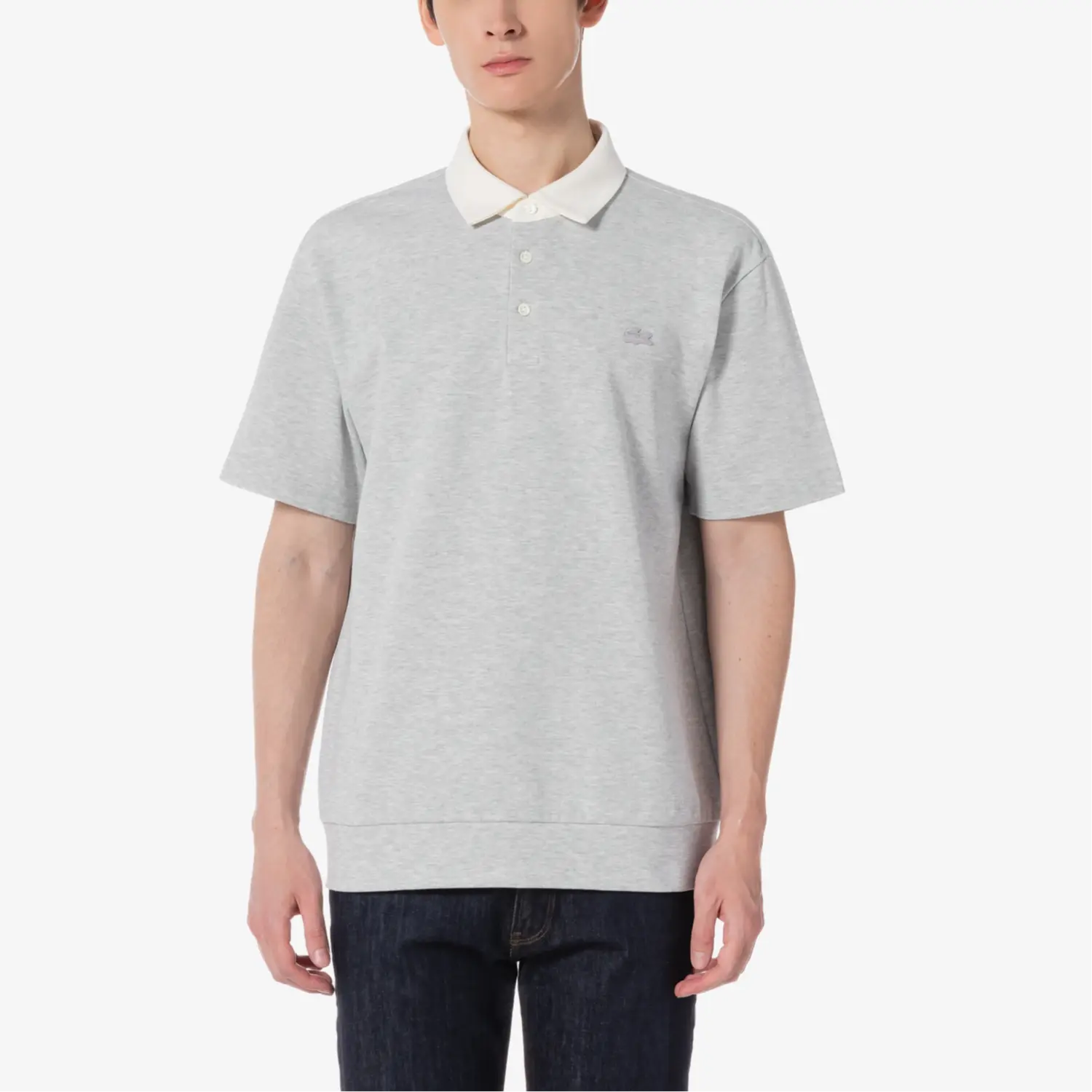 LACOSTE Мужская поло светло-серого цвета — фото 2