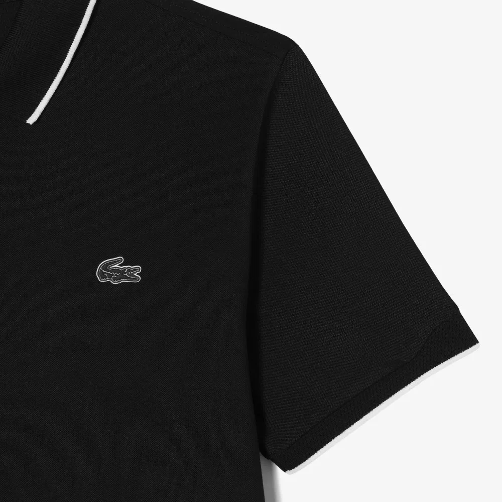 Футболка-поло Lacoste мужская на молнии, короткий рукав, черный — фото 3