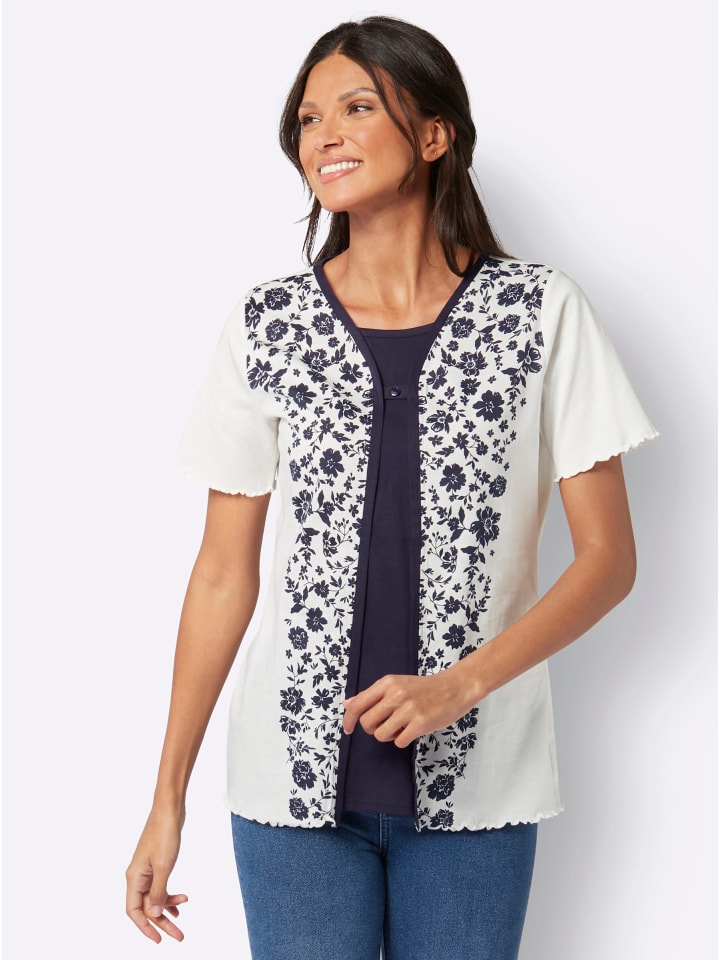 

Sieh an! Футболка 2-в-1 цвета экрю-синий