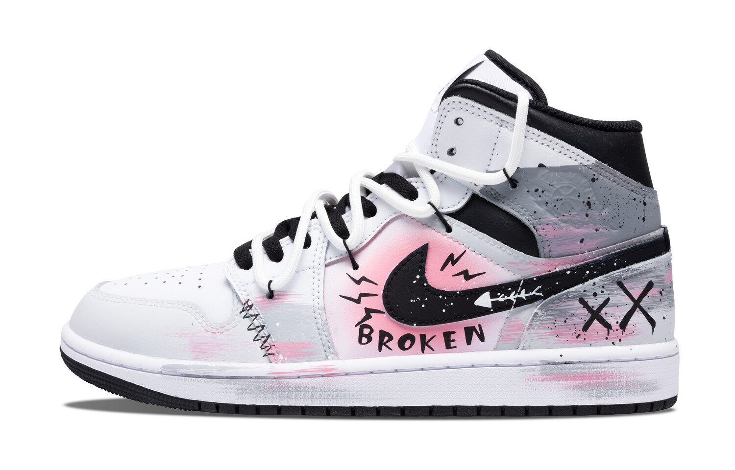 

Кроссовки Air Jordan 1 Vintage Basketball Shoes Men High-top White/black/pink, черный
