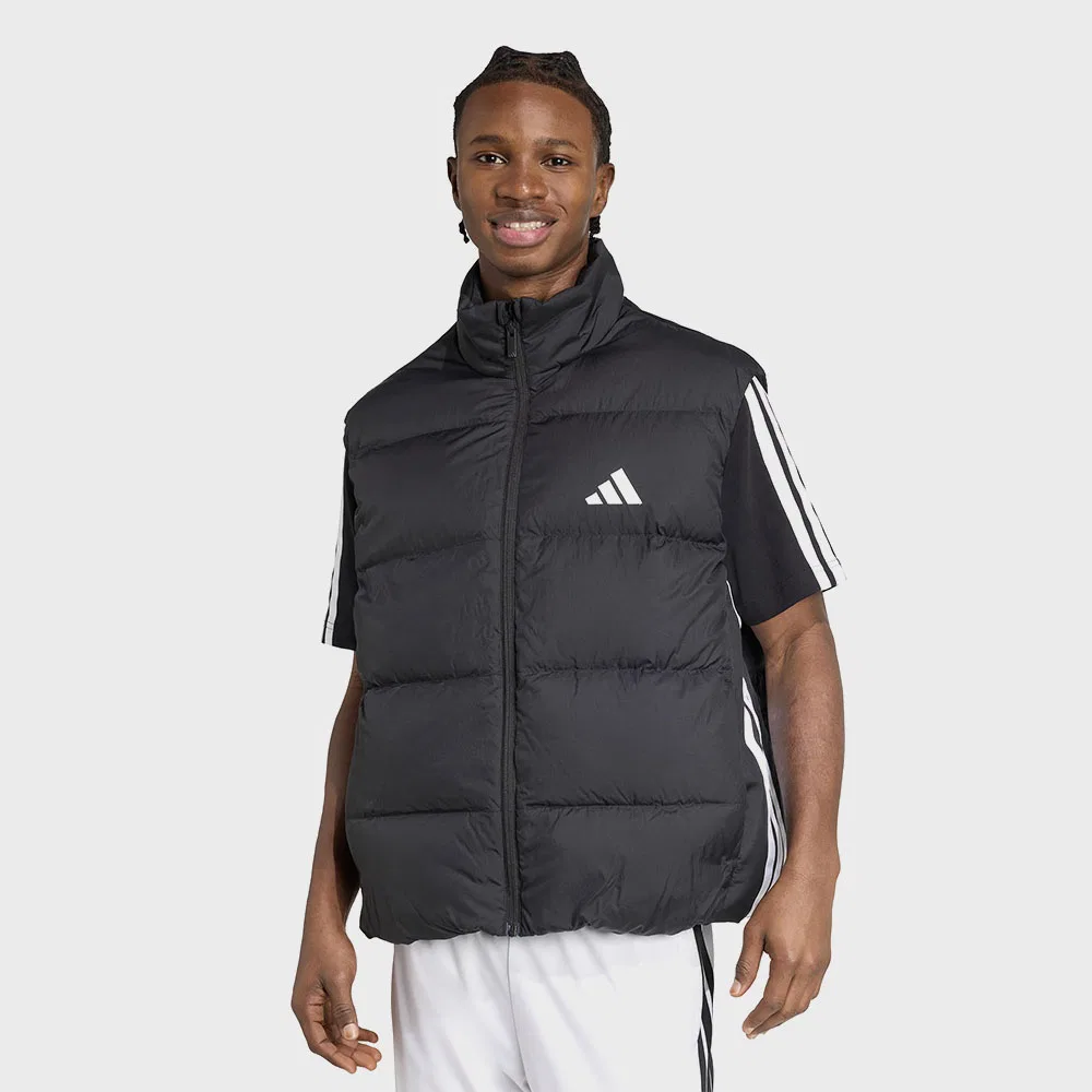 Мужской чёрный пуховый жилет Essential Climawarm 3-Stripes Puffer от Adidas