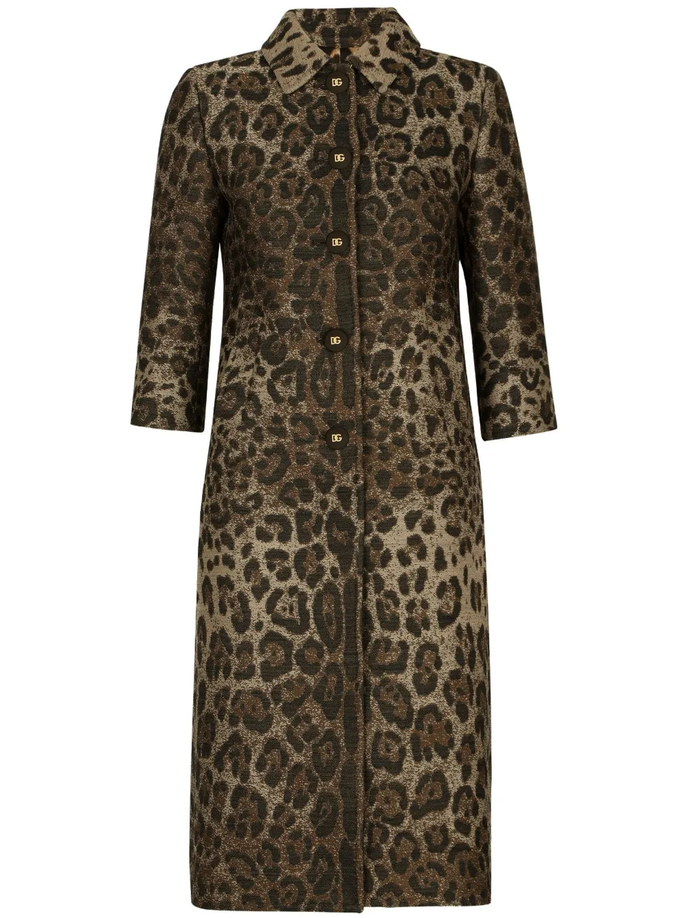 

Однобортное пальто с леопардовым принтом DOLCE & GABBANA, коричневый