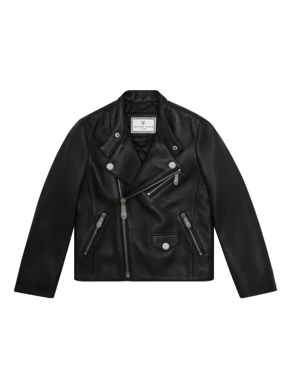 Байкерская куртка с косой молнией Philipp Plein Junior, черный