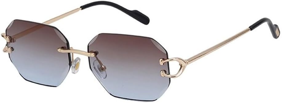 

Ретро-солнцезащитные очки без оправы для женщин и мужчин, роскошные маленькие солнцезащитные очки без оправы для женщин, модные металлические очки TYUVIVO, C7brownblue