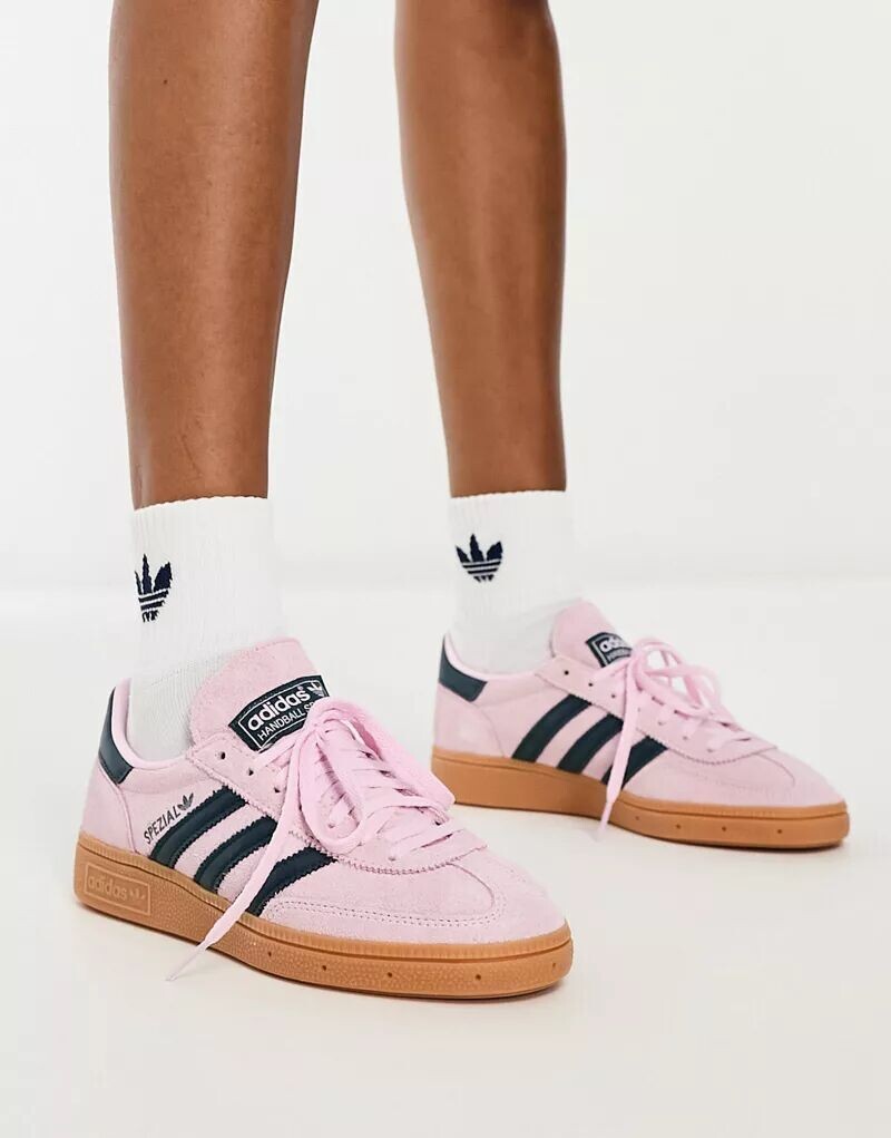 Розовые и темно-синие кроссовки на резиновой подошве adidas Originals Handball Spezial — фото 4