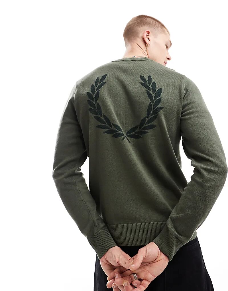 

Вязаный джемпер с лавровым венком цвета хаки Fred Perry