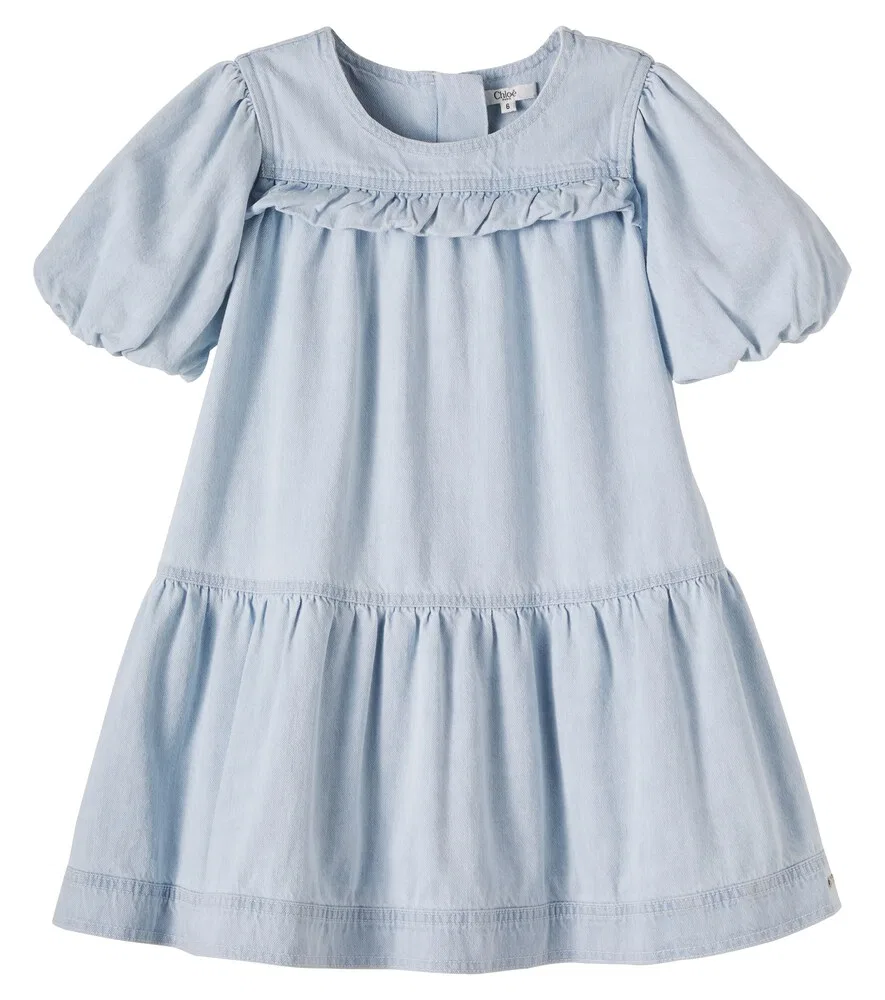 Джинсовое платье с оборками Chloé Kids, синий