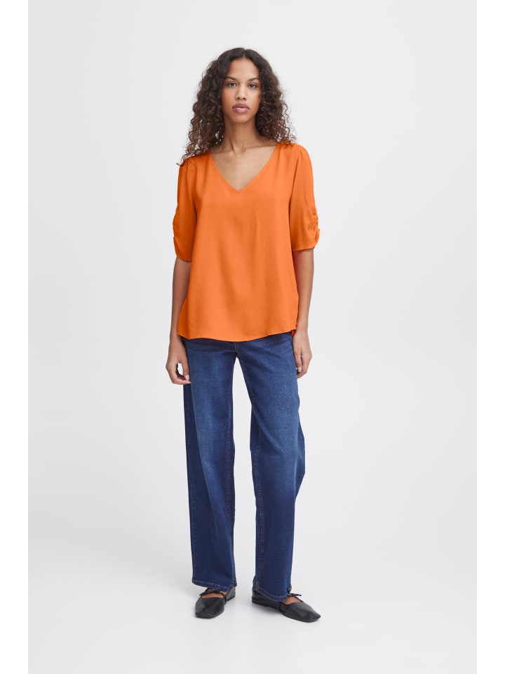 

Блузка с короткими рукавами IHMAIN, стандартный крой, цвет коралловая роза ICHI