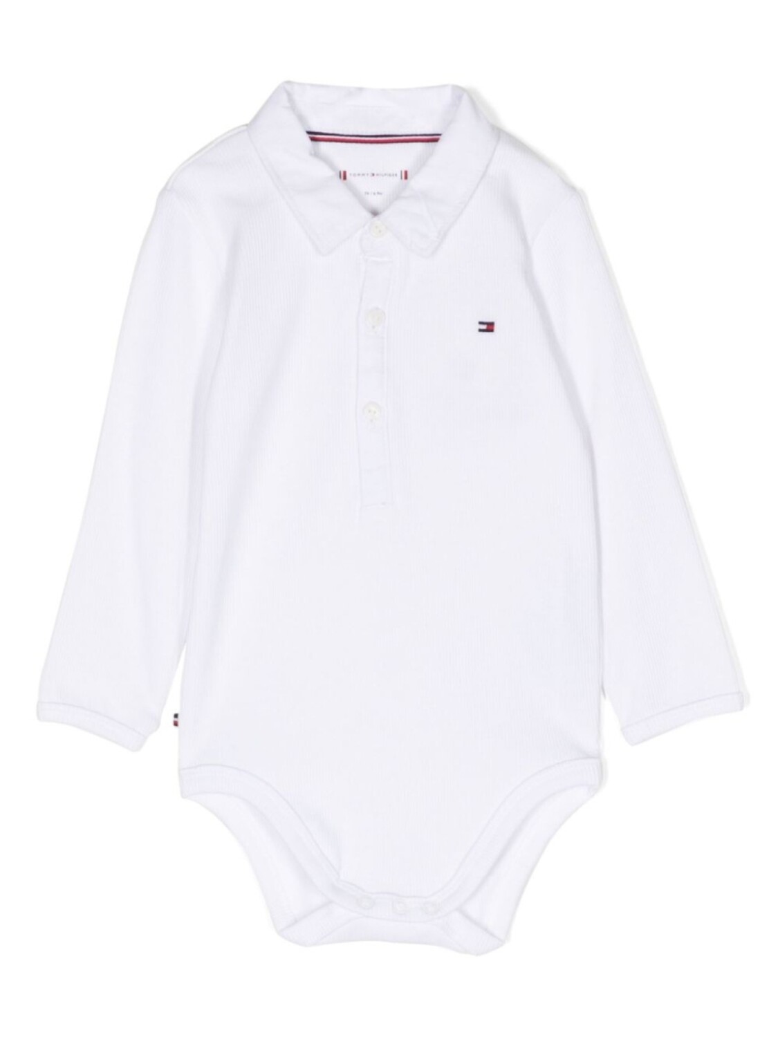 

Трикотажный комбинезон в рубчик с вышитым логотипом Tommy Hilfiger Junior, белый