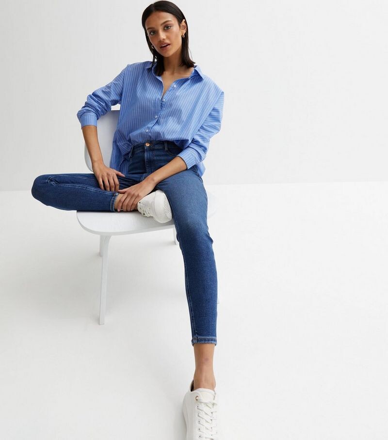 

Синие джинсы суперскинни Hallie с высокой талией New Look, синий