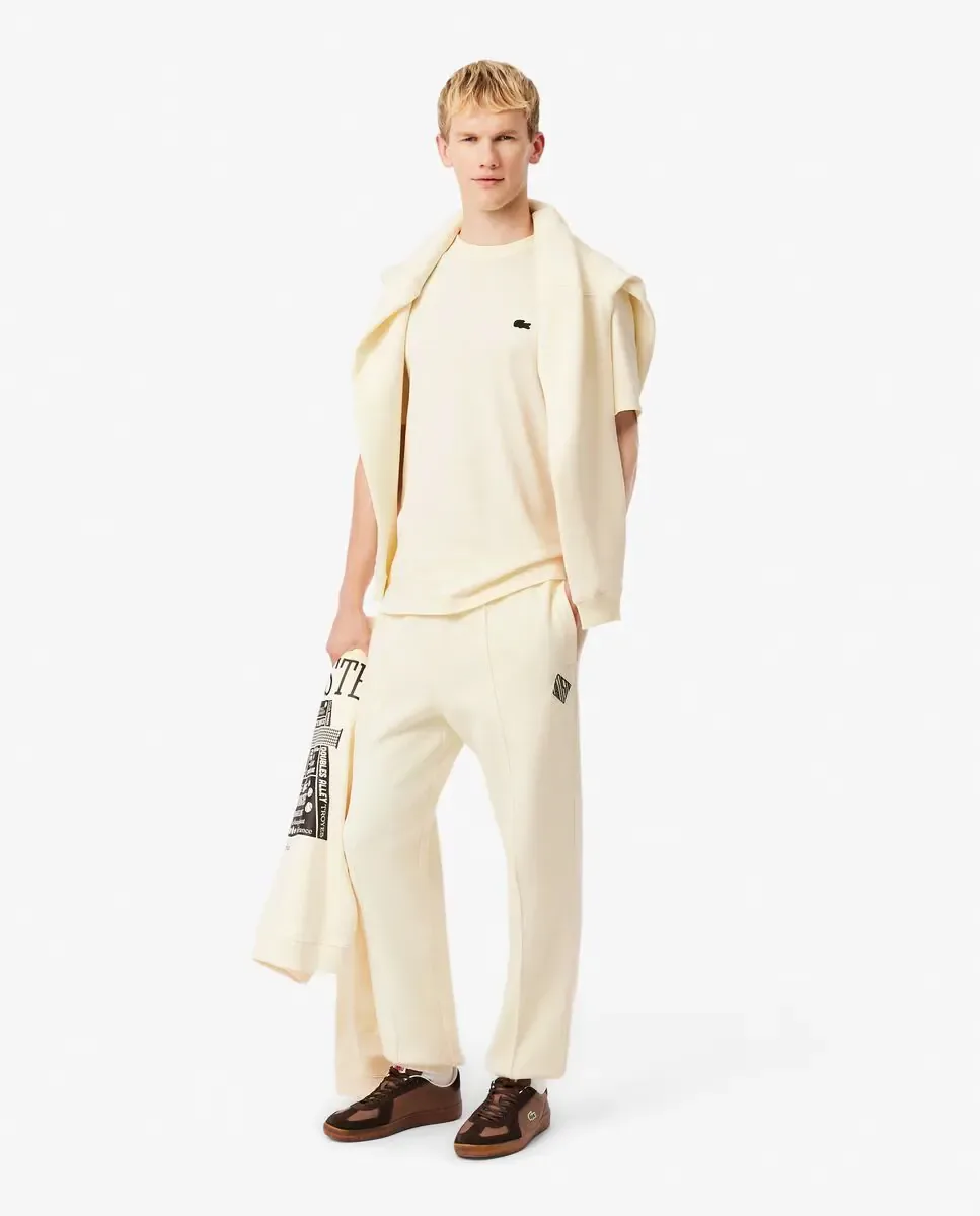 Мужская футболка из плотного хлопка с коротким рукавом и принтом Lacoste, желтый — фото 4
