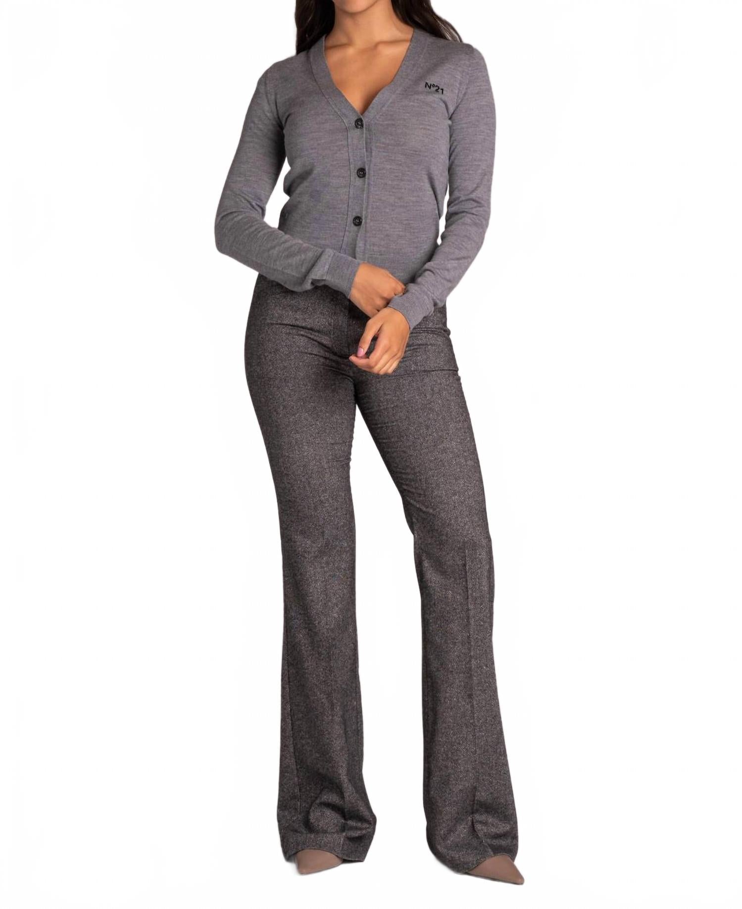 

Кардиган с V-образным вырезом и логотипом серого цвета N 20, серый