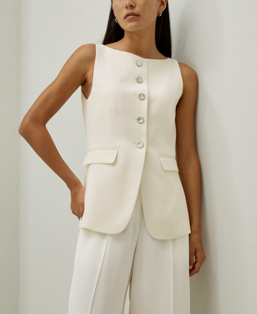 

Женский шелковый жилет без рукавов на пуговицах LILYSILK, Lily white