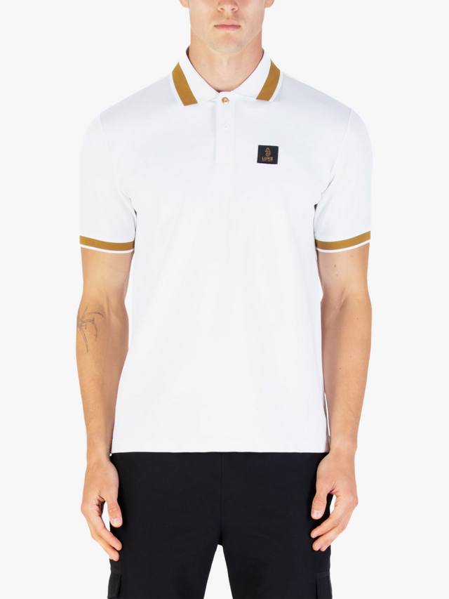 

Макити хлопковая поло с коротким рукавом обычного кроя LUKE 1977, White/Gold