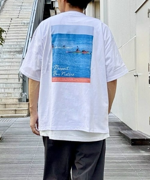 

Футболка с фотопринтом на спине, экологичный материал CAMP7, белый