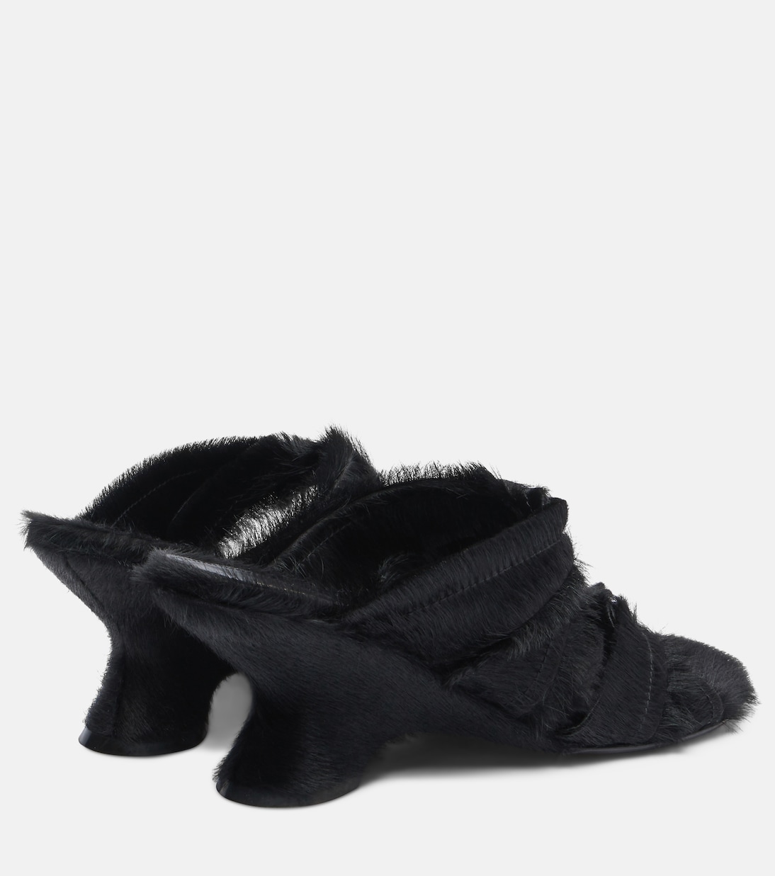 Сандалии из телячьей шерсти на танкетке Dries Van Noten, черный — фото 2