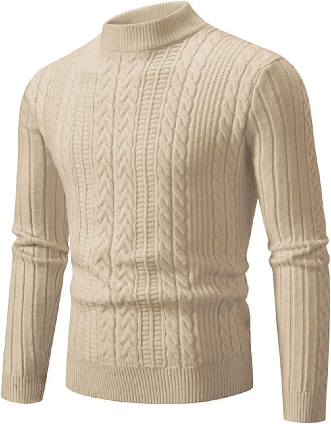 

Мужской свитер с воротником-стойкой и рифленой отделкой