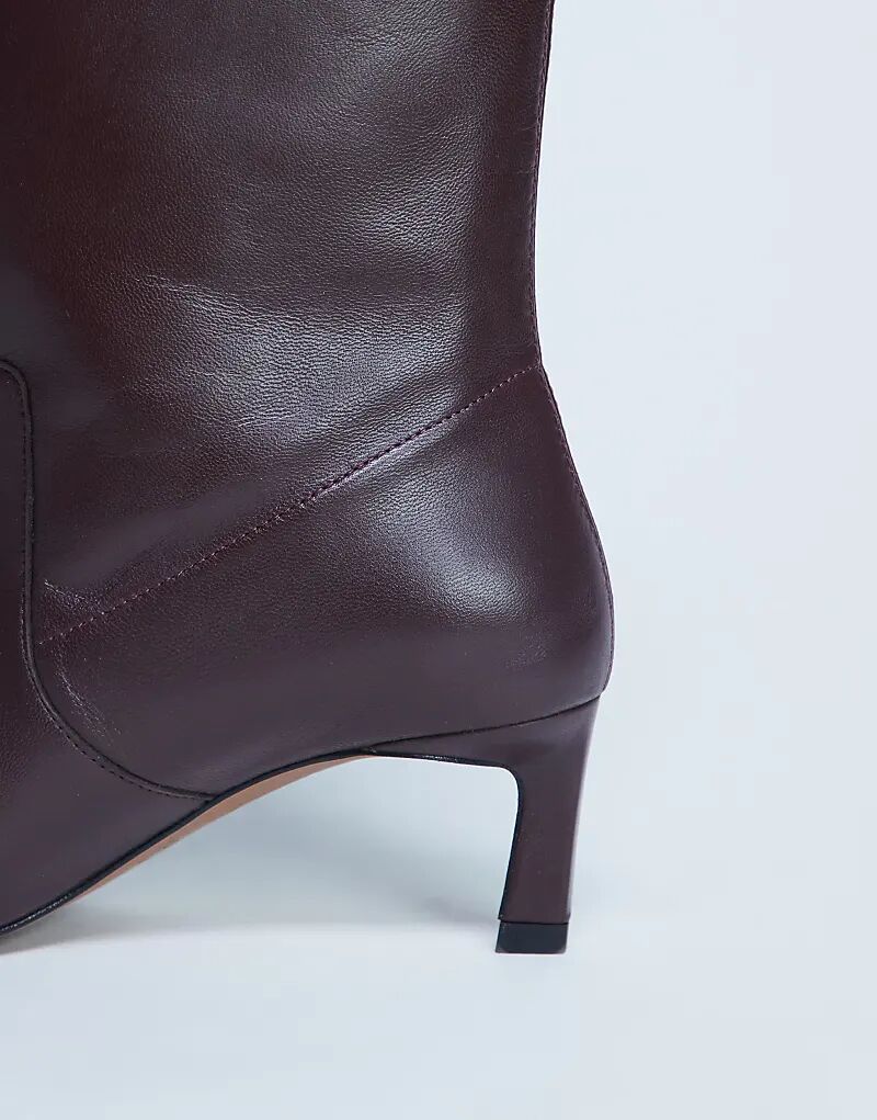 Ботильоны Topshop Tiggy из натуральной телячьей кожи на каблуке бордового цвета — фото 2