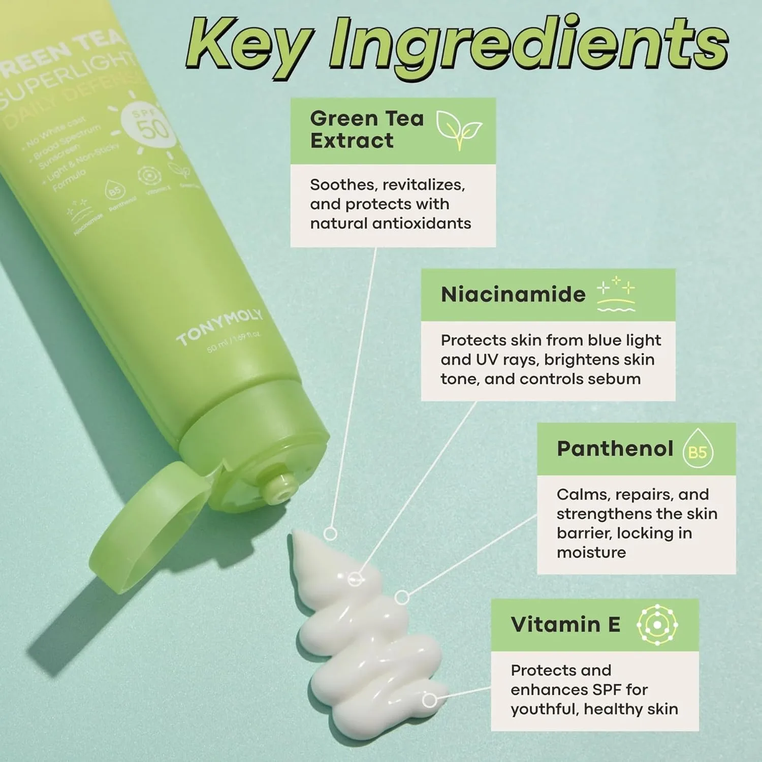 Солнцезащитный крем TONYMOLY с зеленым чаем SPF 50 и увлажняющим спреем для лица Pocket Bunny, легкий корейский солнцезащитный крем для лица., Green — фото 2