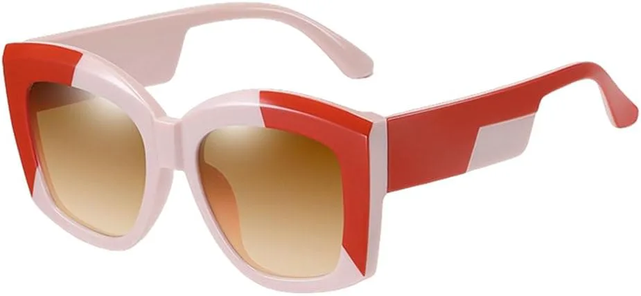 

Женские солнцезащитные очки 2027 года в стиле ретро с эффектом утепления, большие винтажные овальные солнцезащитные очки с защитой от УФ-излучения UV400 MTZJH, Red