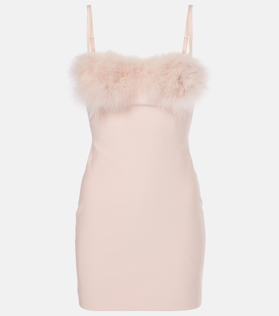 

Мини-платье из джерси с отделкой из перьев Blumarine, серебряный