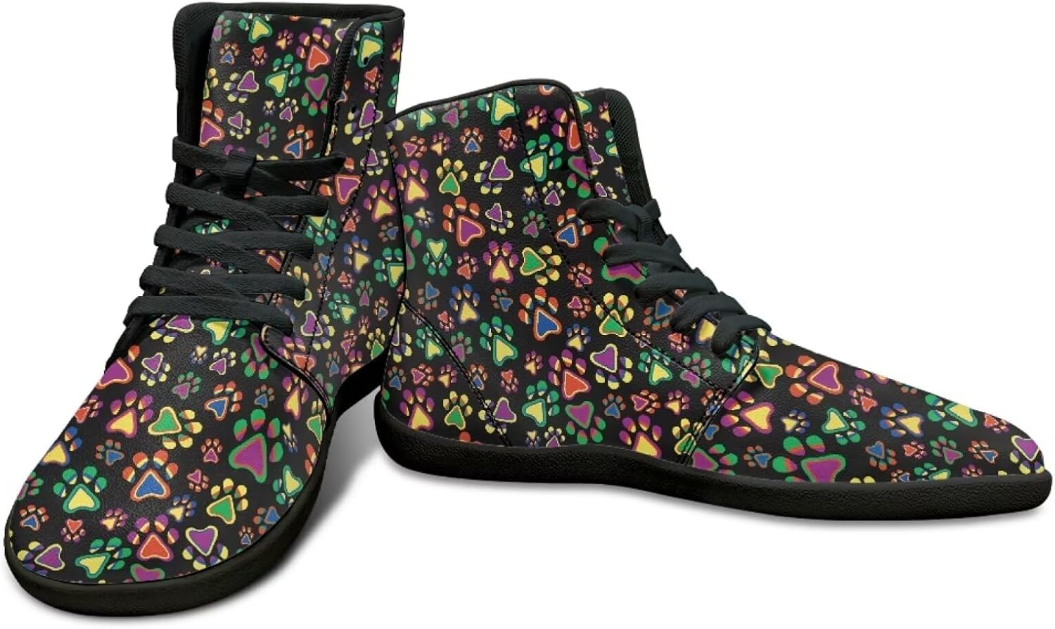 

Высокие кроссовки без подъема пятки с принтом лап собак - беговые кроссовки из искусственной кожи, мужские многоцветные повседневные спортивные кроссовки Watdotory, Love Dog Paws Print