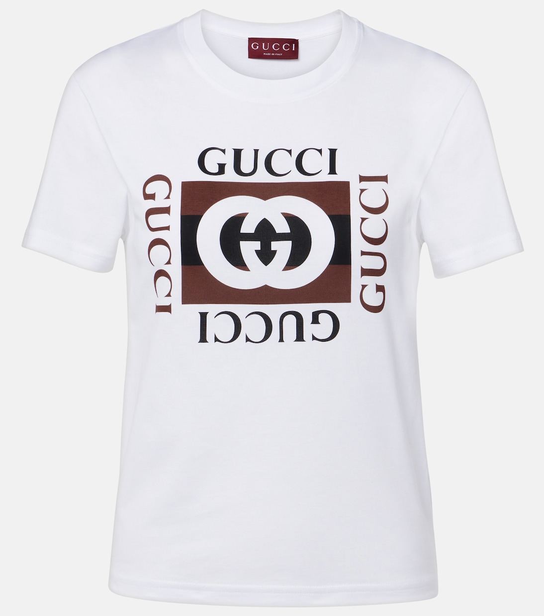 

Футболка из хлопка с принтом Interlocking G Gucci, White/Brown/Mc