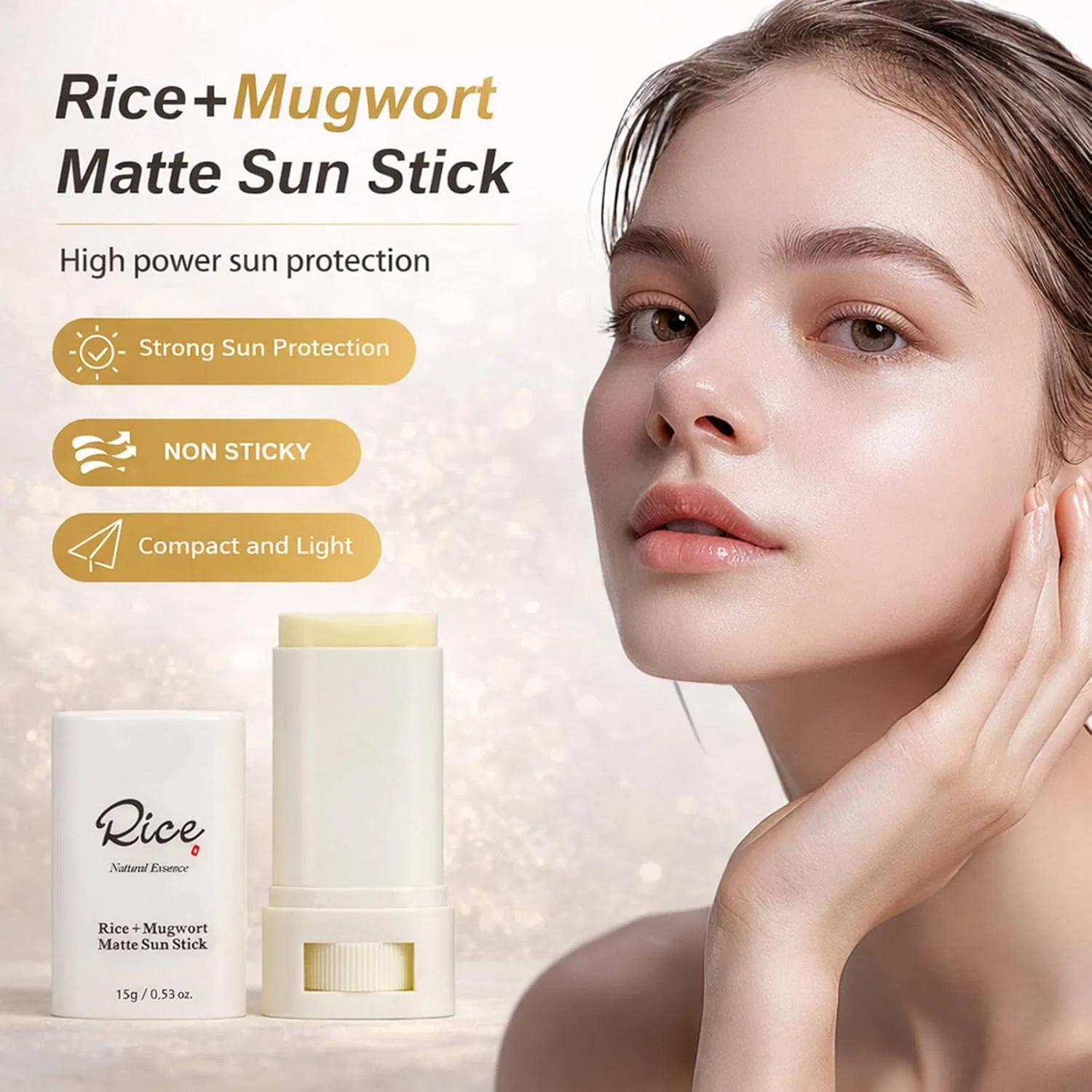 Матовый солнцезащитный стик «Rice & Mugwort» SPF 50+ PA++++ Meitrend — фото 4