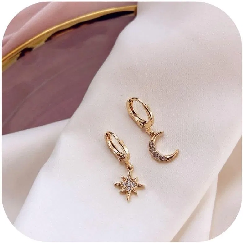 Серьги женские, золотистые, из сплава, с кубическим цирконием