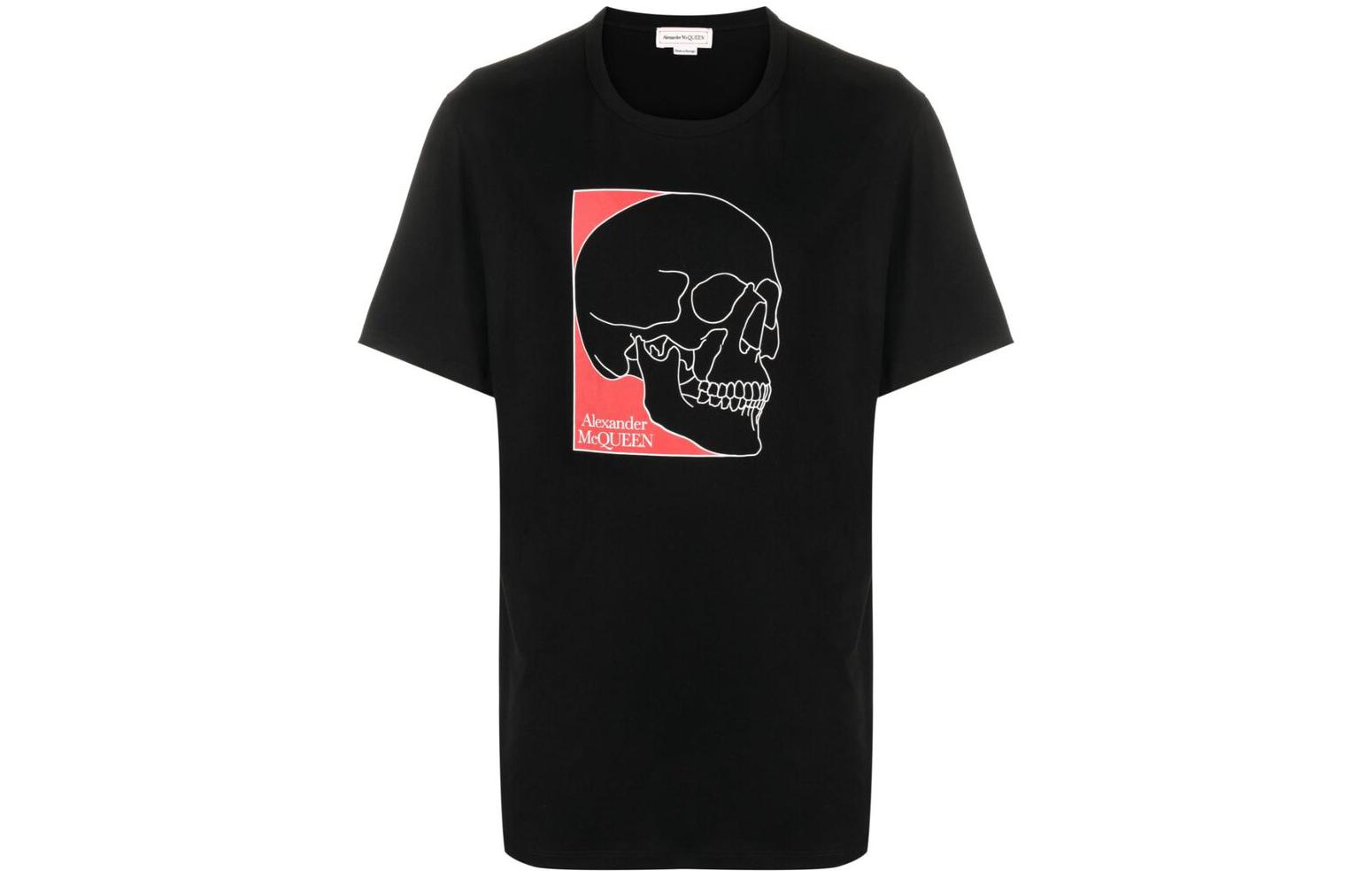 

Футболка с принтом Alexander McQueen, черная