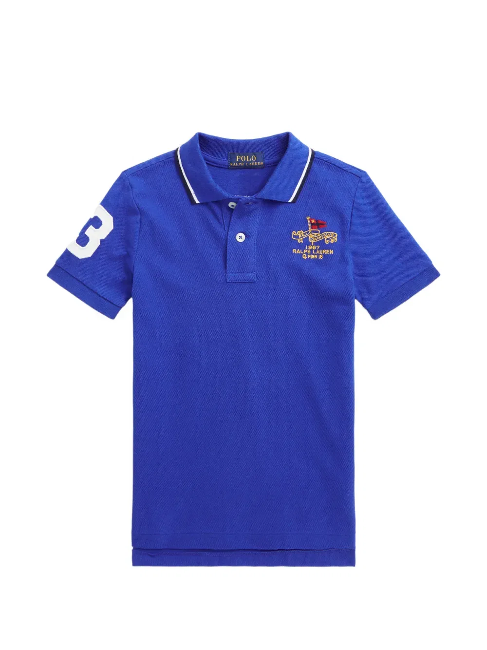 Поло с вышитым гербом Polo Ralph Lauren Kids, синий