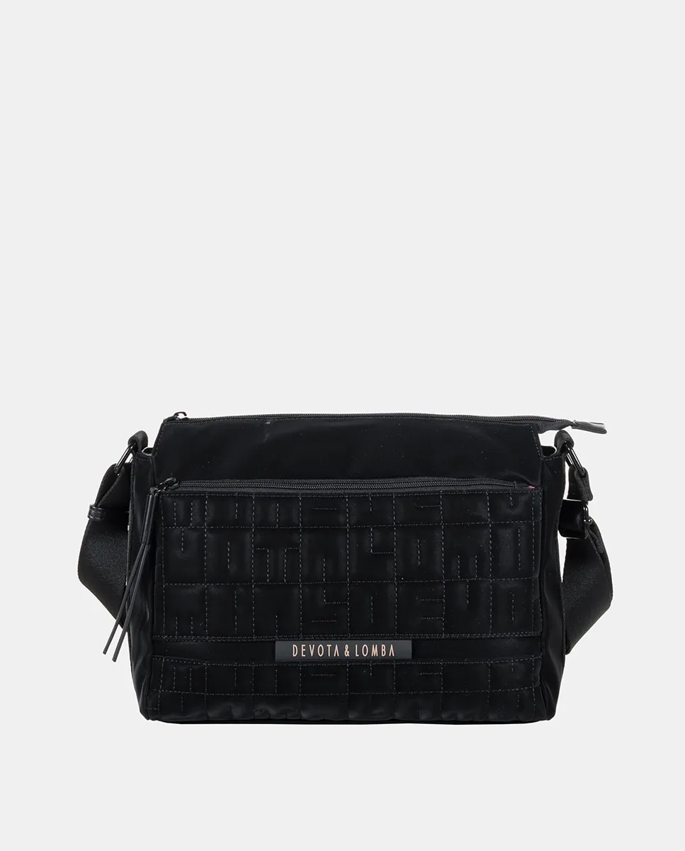 

Средняя сумка через плечо из технического материала с подкладкой Devota & Lomba, черный