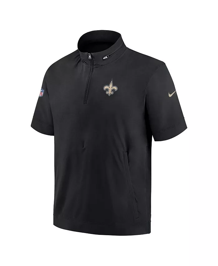 Мужская черная худи с молнией на четверть и короткими рукавами New Orleans Saints Sideline Coach Nike — фото 3