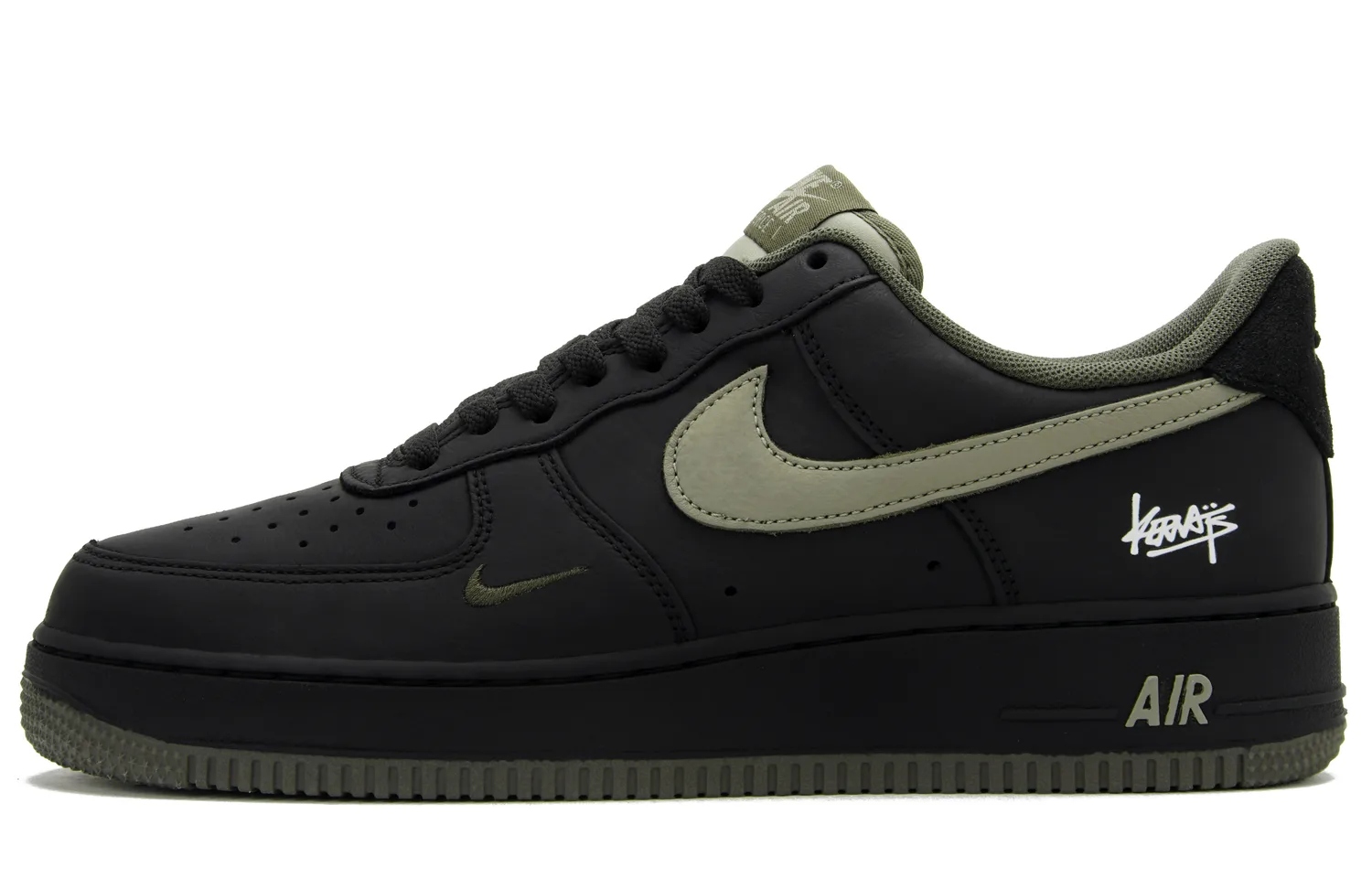 Nike Кроссовки Air Force 1 Black Matcha Abrasion Resistant Low top мужские черные коричневые зеленые
