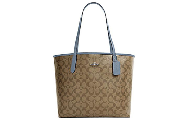 

COACH Женская большая сумка-тоут на одно плечо с монограммой City Monogram, цвет хаки