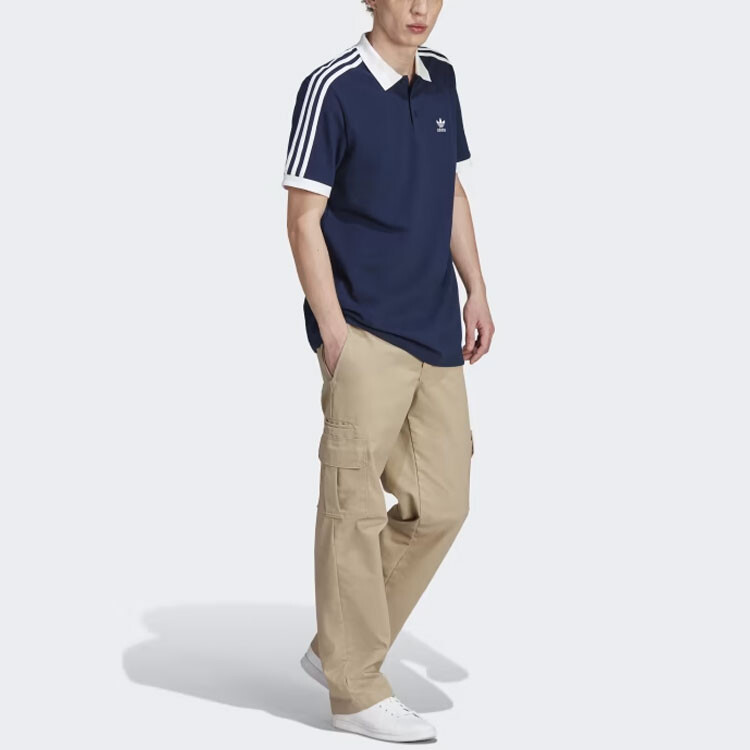 Рубашка поло мужская темно-синяя Adidas Originals, темно-синий — фото 4