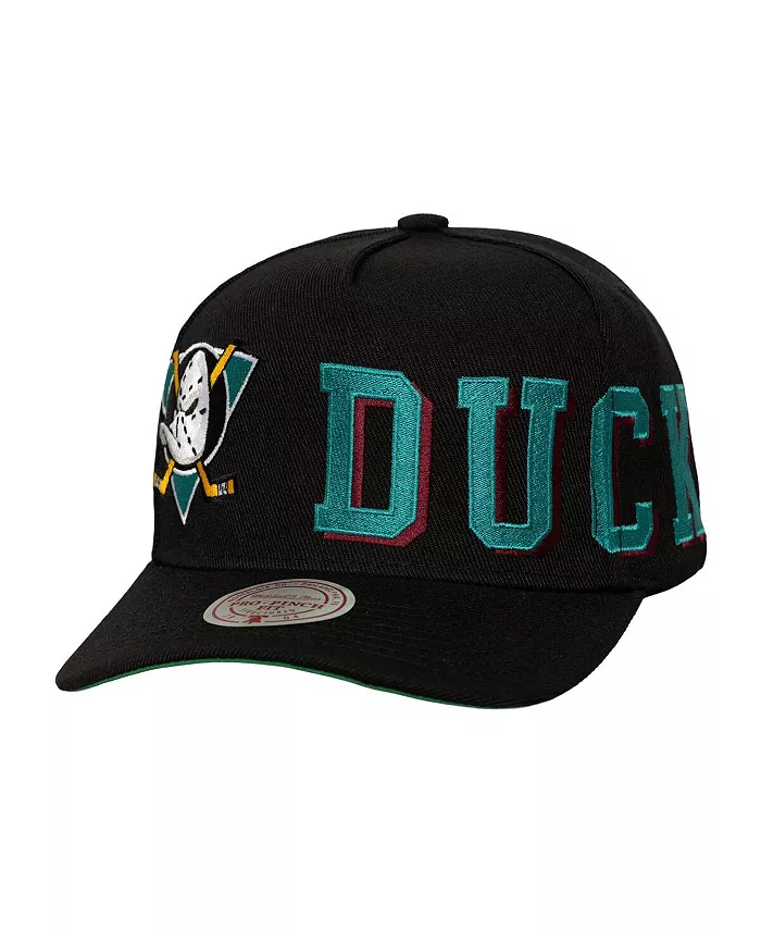 

Мужская черная кепка Anaheim Ducks Busted Logo Wordmark Wrap-Around Pro Pinch Adjustable Mitchell & Ness