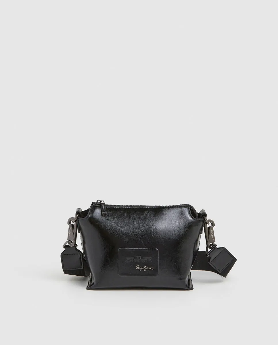 

Глянцевая маленькая сумка через плечо Edith с блестящей поверхностью Pepe Jeans, черный